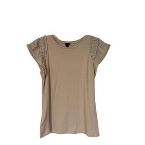 Women's Tan Ruffle Sleeve Top